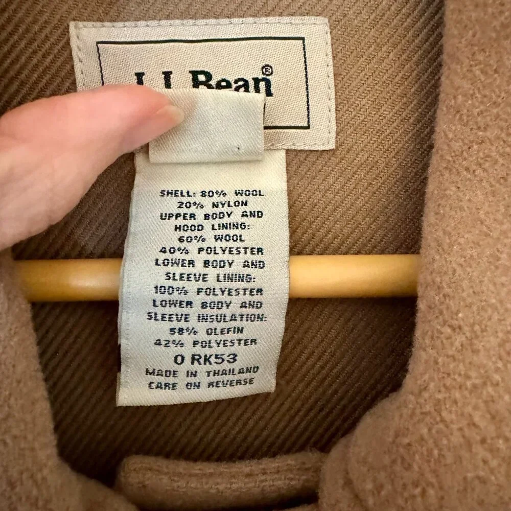 Vintage L.L. Bean Duffel Coat with Removable Hood - Lined - Camel - Size M - Picture 12 of 16